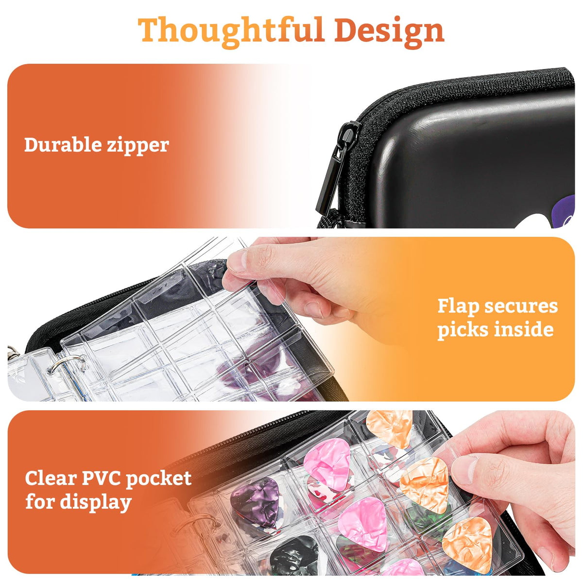 Black Guitar Pick Case Holds 84 pcs Picks R9791