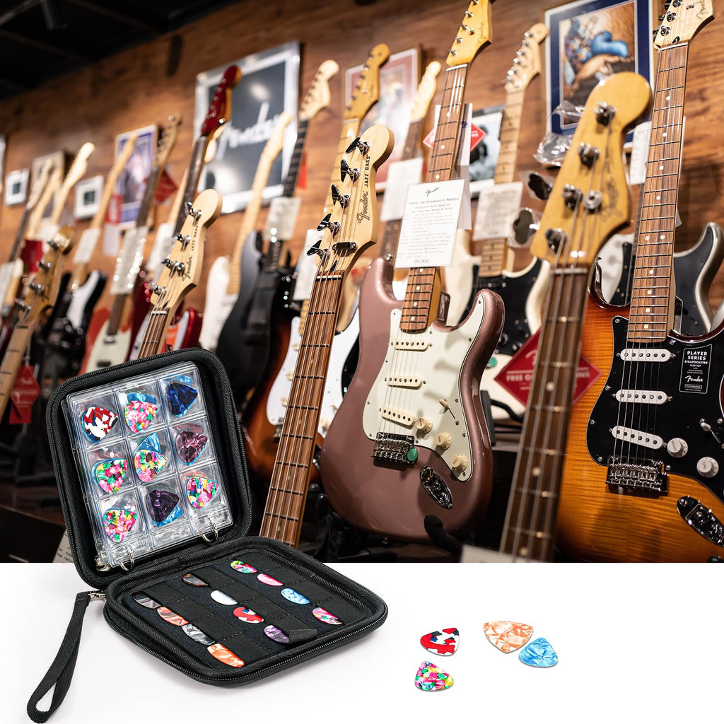Black Guitar Pick Case Holds 84 pcs Picks R9791