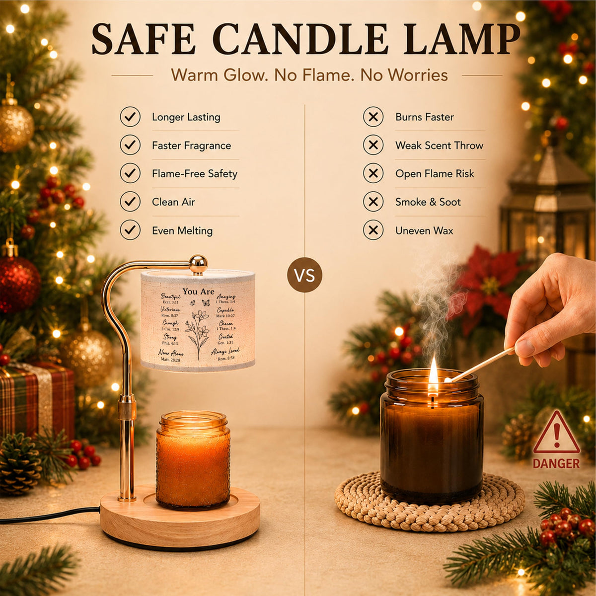 Candle Warmer Lamp with Timer Dimmable Height Adjustable U4159