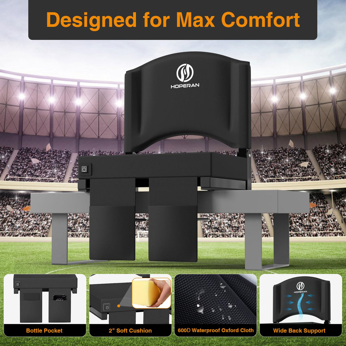 Heated Stadium Seats for Bleachers with Back Support H123