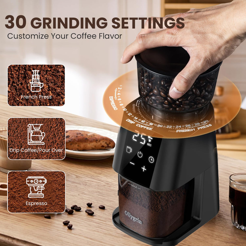 Electric Conical Burr Coffee Grinder, 30 Grind Settings, Black L33442