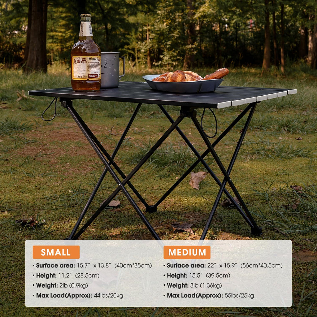Ultralight Folding Camping Table with Carry Bag Black D216