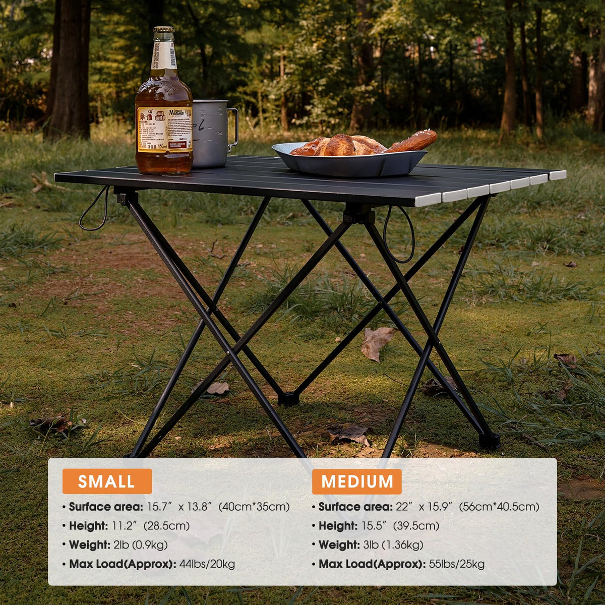 Ultralight Folding Camping Table with Carry Bag Black D216