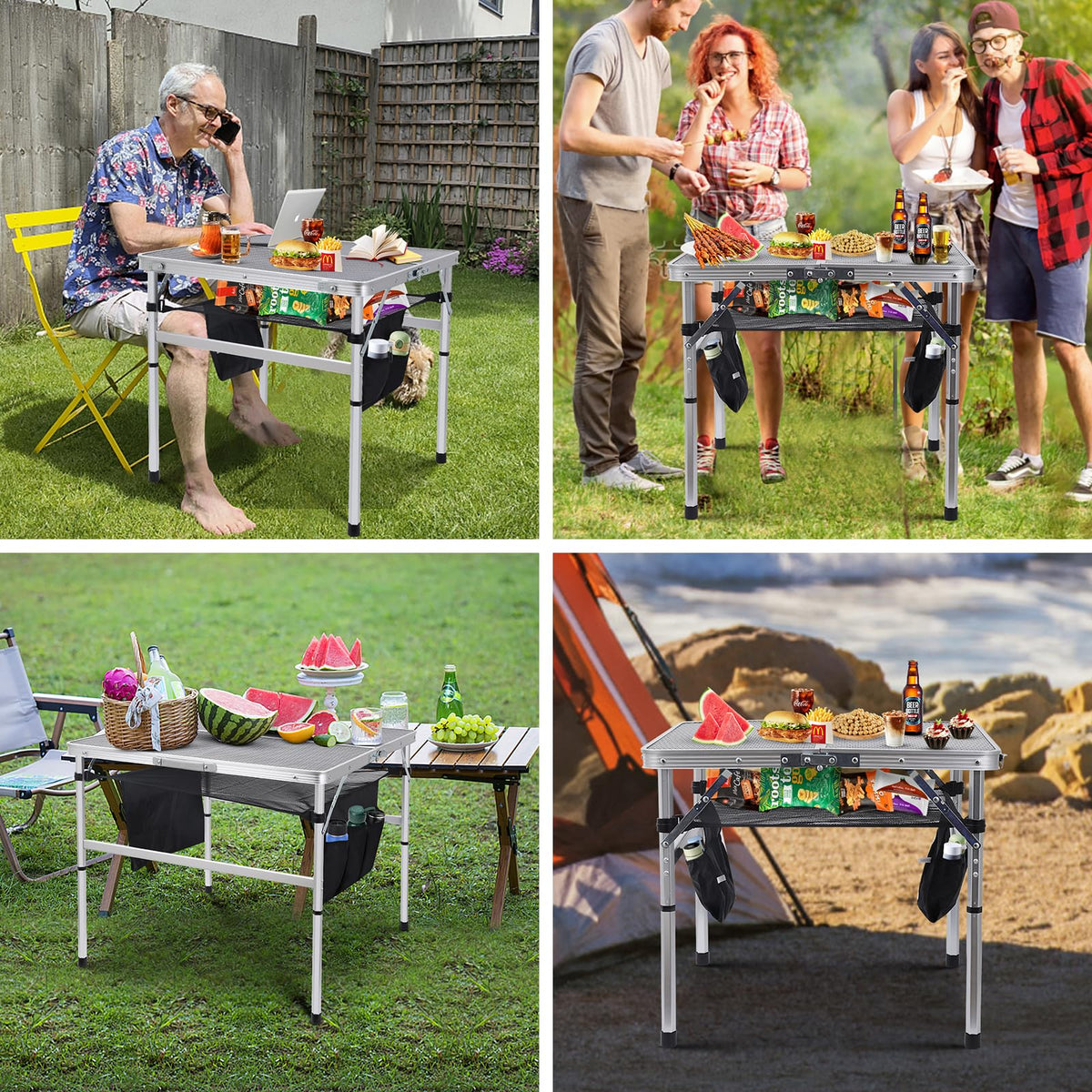 Height Adjustable Aluminum Folding Table F1051