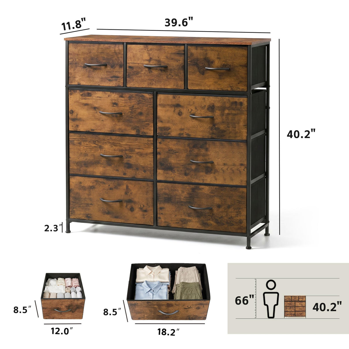 9 Drawer Rustic Brown Dresser R84116
