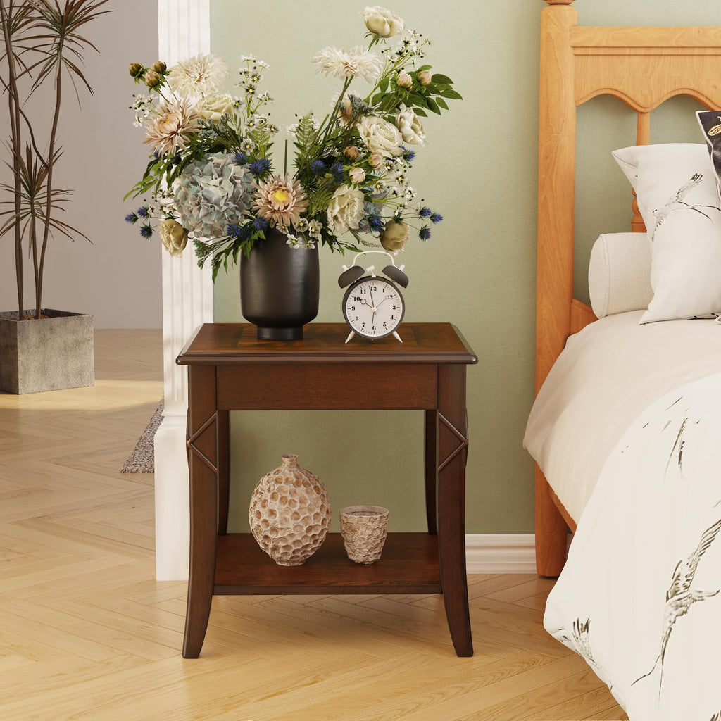 Solid Wood End Table with Storage Shelf Z805