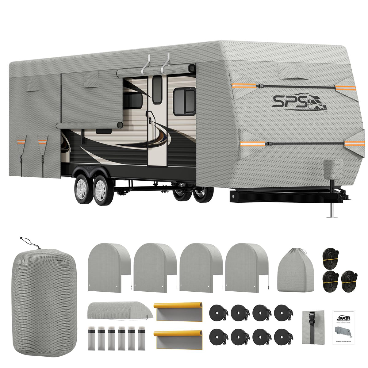 Waterproof Ripstop Travel Trailer RV Cover 24-27ft F9143