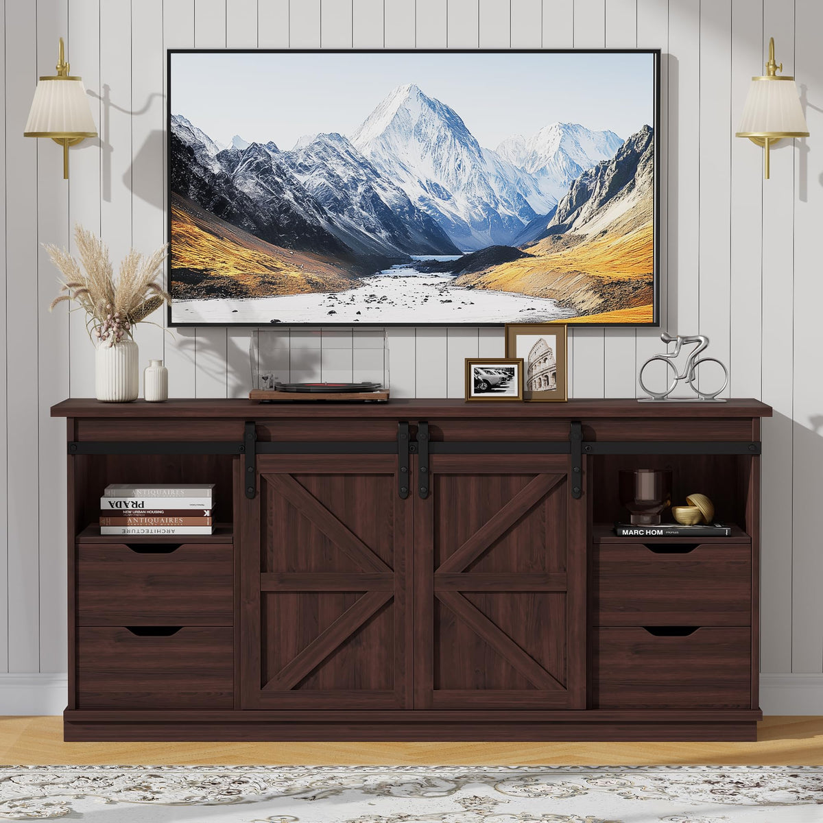Rustic Oak 4 Drawer TV Stand N4158