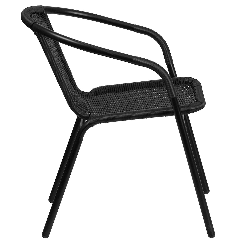 Black Rattan Stackable Dining Chairs Set of 4 Y1824