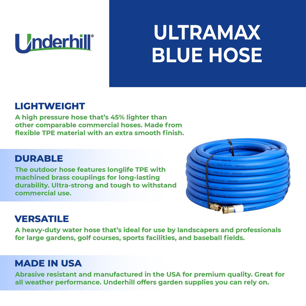 Blue 100 ft Lightweight Flexible Anti-Kink Garden Water Hose T9259