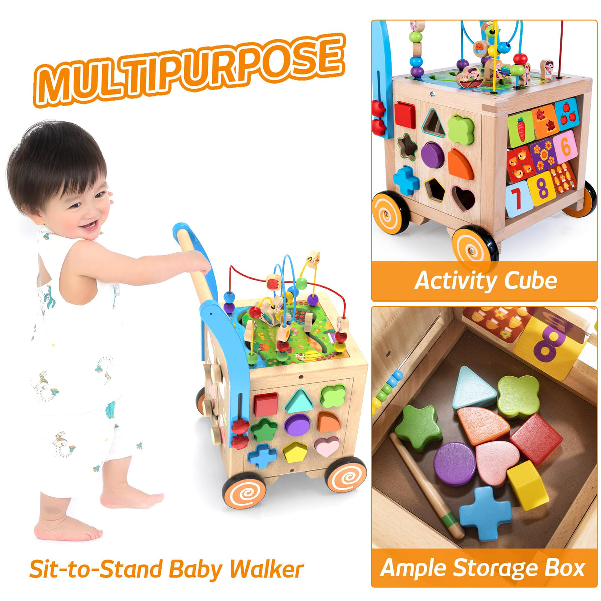Wooden Activity Cube Walker V300