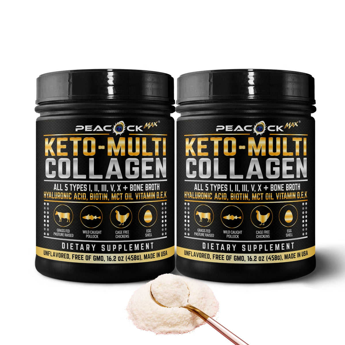 16.2 oz Pack of 2 Unflavored Hydrolyzed Collagen Protein Powder W4757