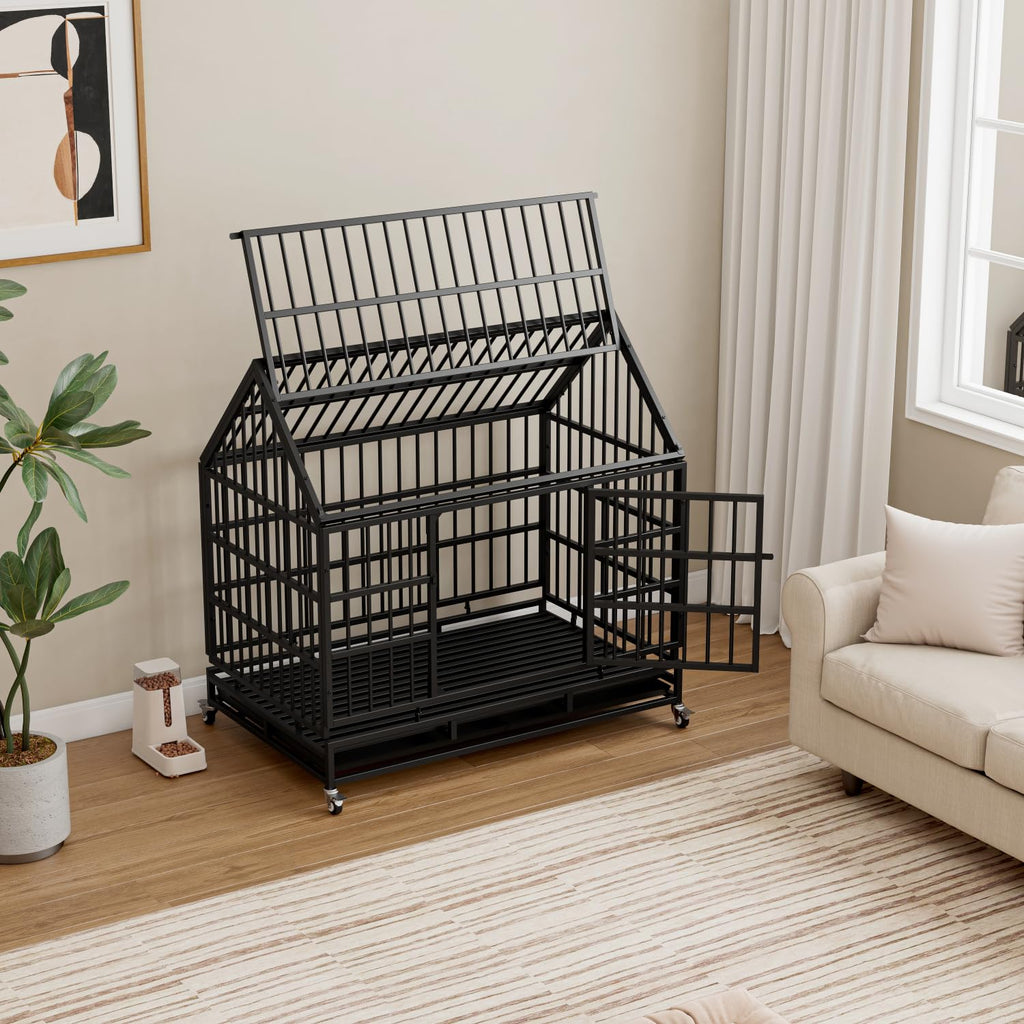 48 Inch Heavy Duty Dog Crate with Wheels U41629