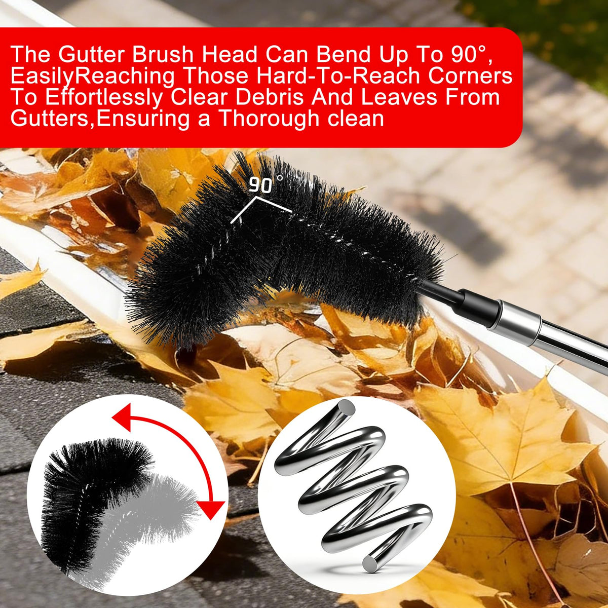 12.7FT Long Adjustable Gutter Cleaner & Brush T614913