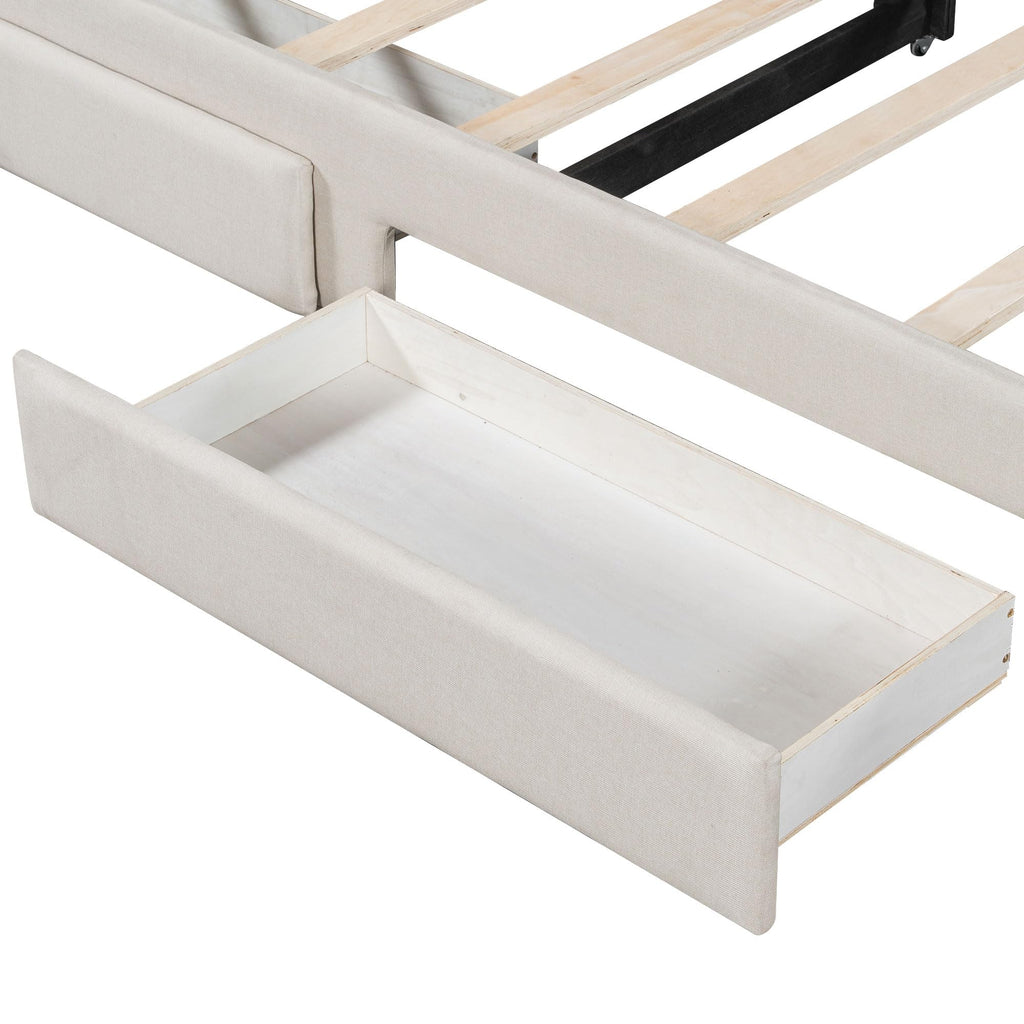 Twin XL to King Size Upholstered Daybed with Trundle and 2 Storage Drawers Y721340