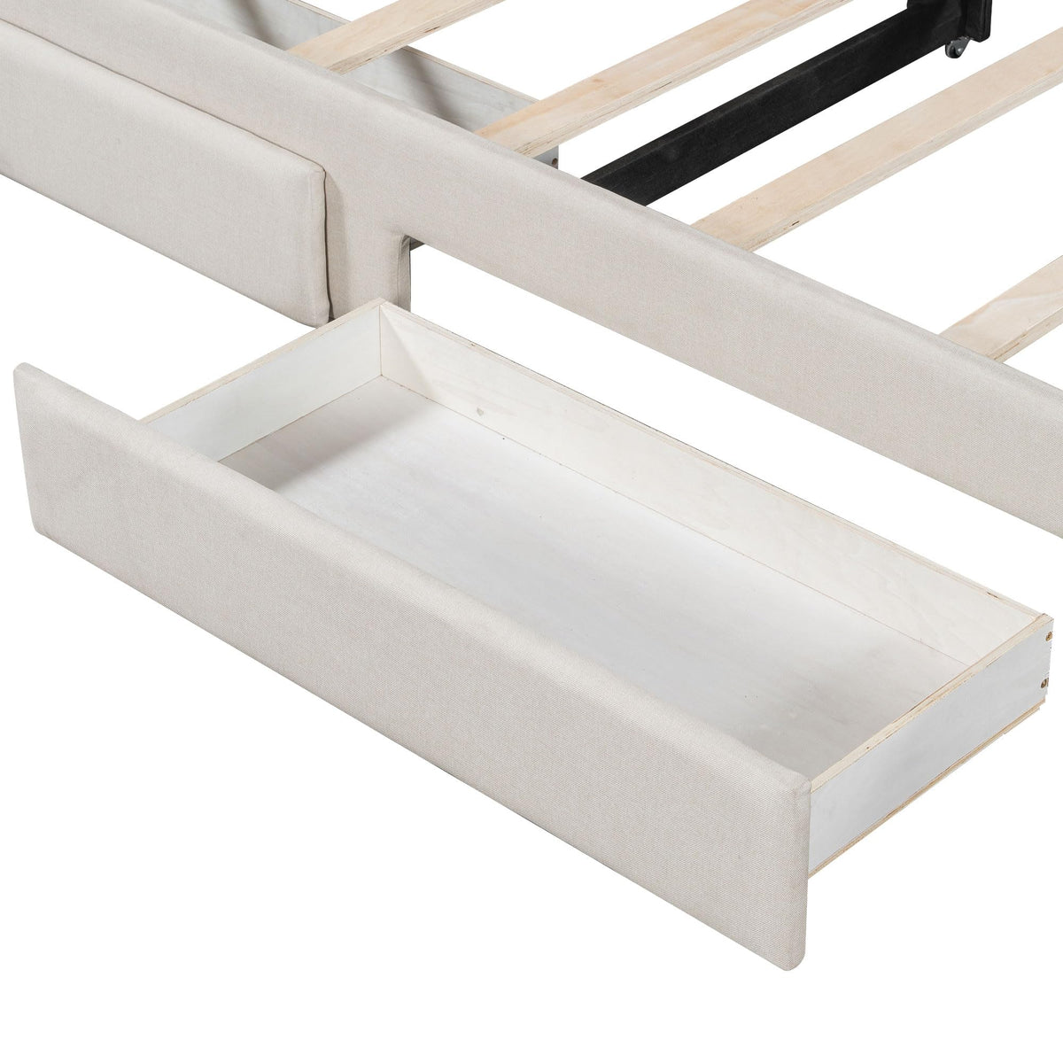 Twin XL to King Size Upholstered Daybed with Trundle and 2 Storage Drawers Y721340