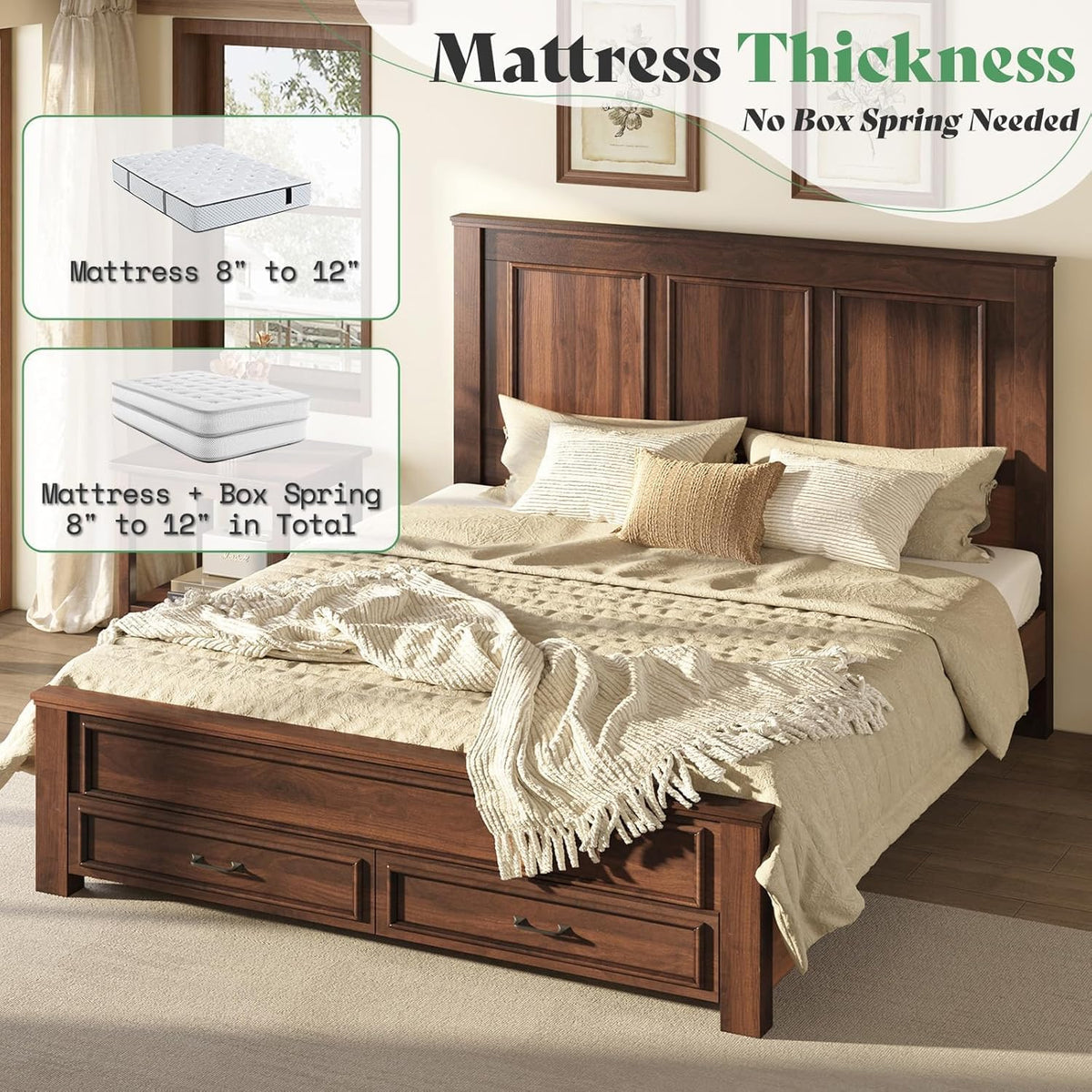 52.2" Full Size Farmhouse Bed Frame with Headboard Y542393
