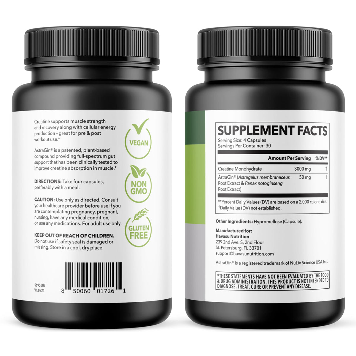 Creatine Monohydrate Capsules 3g Per Serving M4958