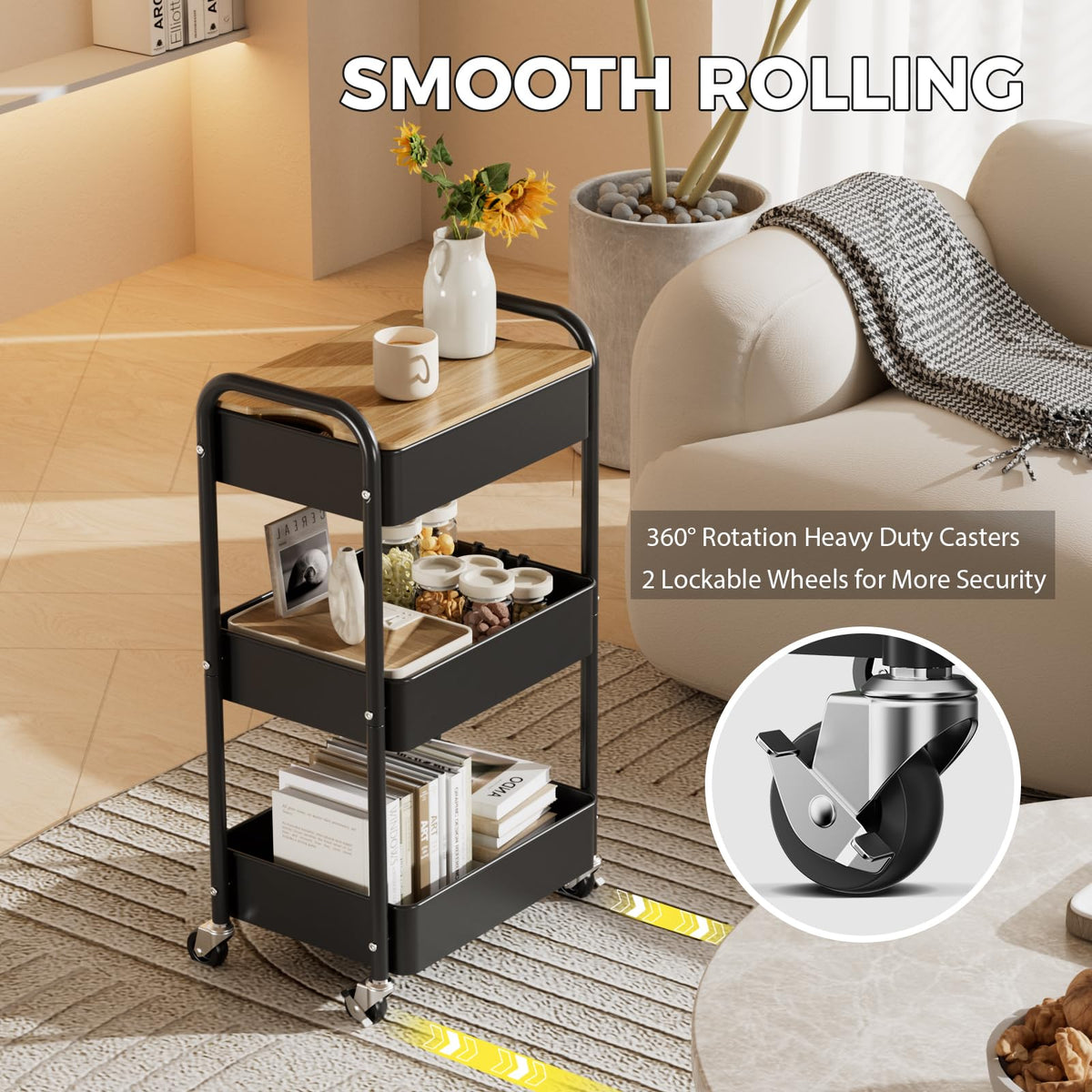 3-Tier Rolling Metal Utility Cart U165484