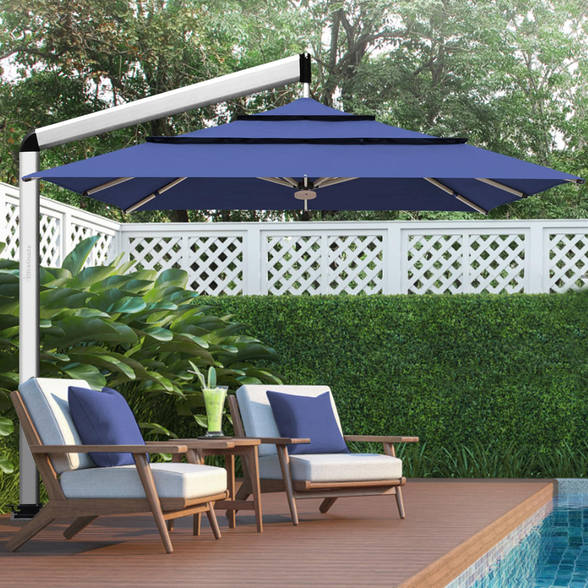 10x10FT Aluminum Cantilever Patio Umbrella with Light T252179