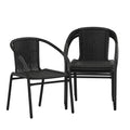 Black Rattan Stackable Dining Chairs Set of 4 Y1824