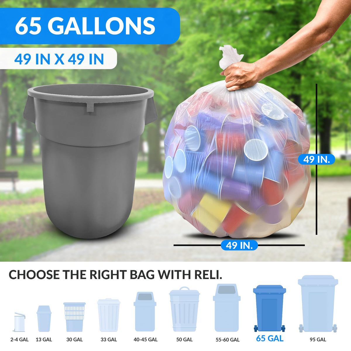 65 Gallon Heavy Duty Trash Bags C357