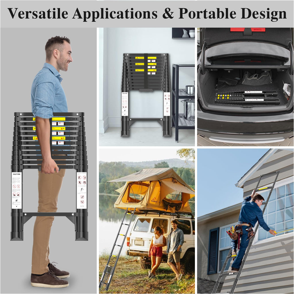 12.5 FT Black Aluminum Telescoping Ladder R15190