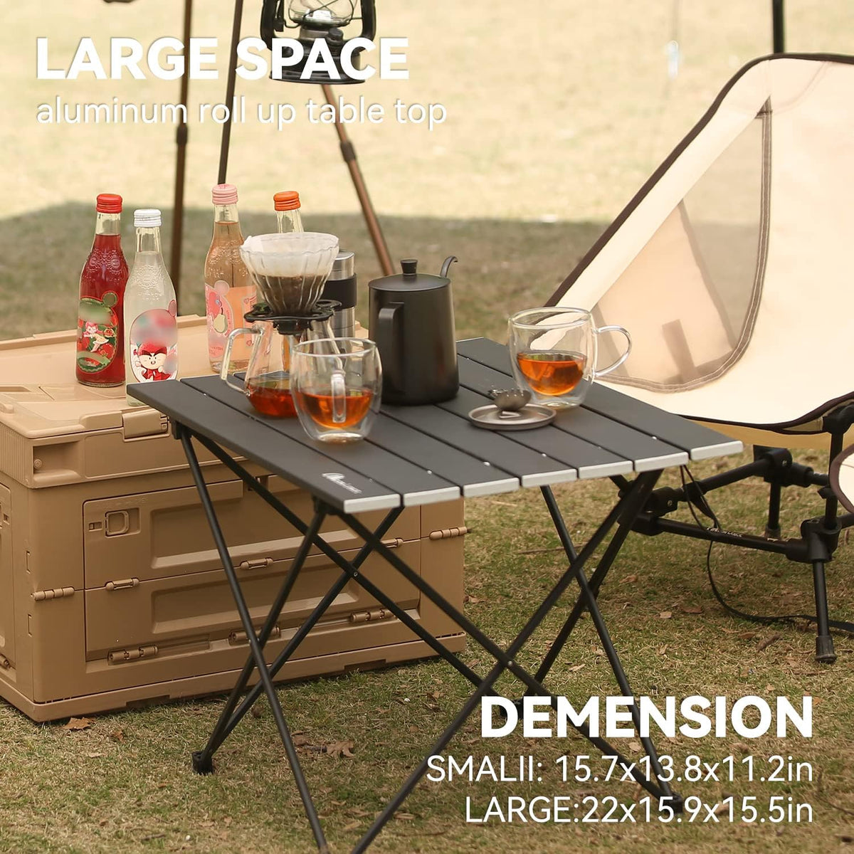 Ultralight Folding Camping Table with Carry Bag Black D216