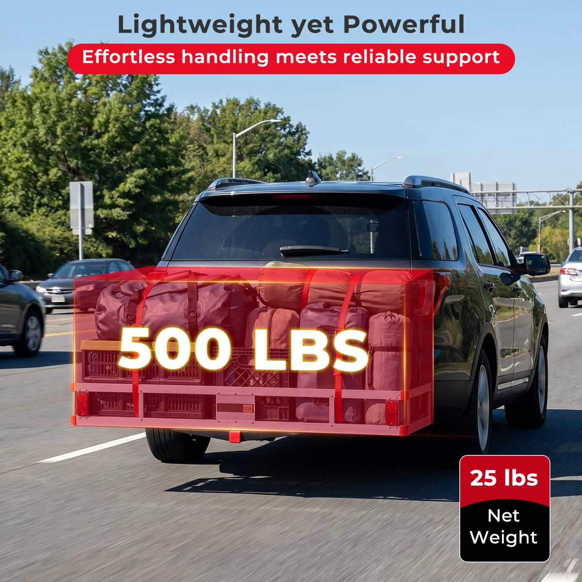 Aluminum Hitch Mount Cargo Carrier with 9" Side Rails, 500 lbs Capacity T485531