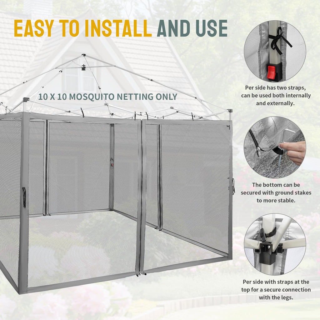 Gazebo Replacement Mosquito Netting 10 x 10ft Grey Z696