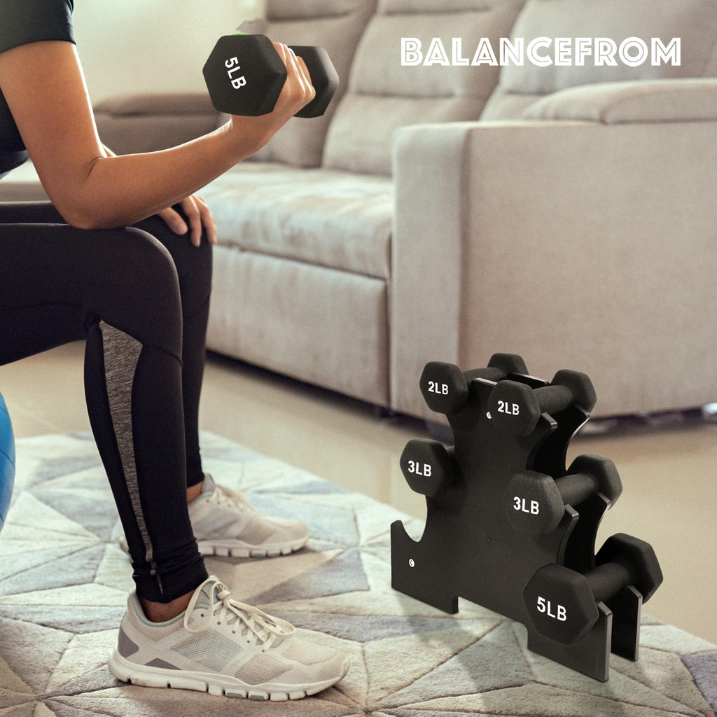 Neoprene Dumbbell Set with Rack W7667