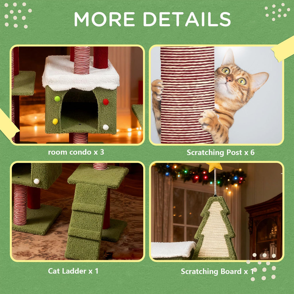 70 Inch Cat Tree with 3 Condos & Climbing Ladder G774