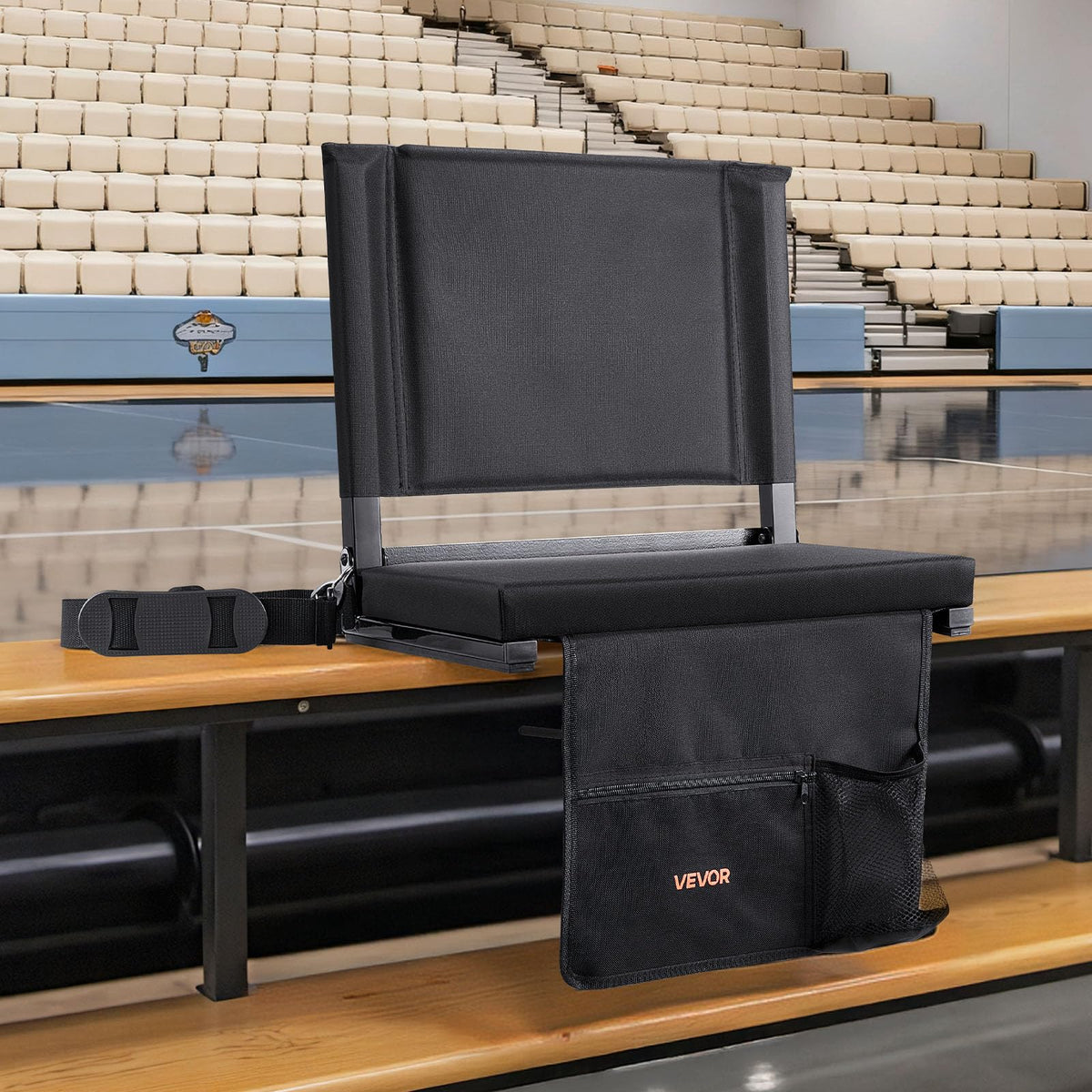 Folding Bleacher Seat with Back Support and Cushion P84219