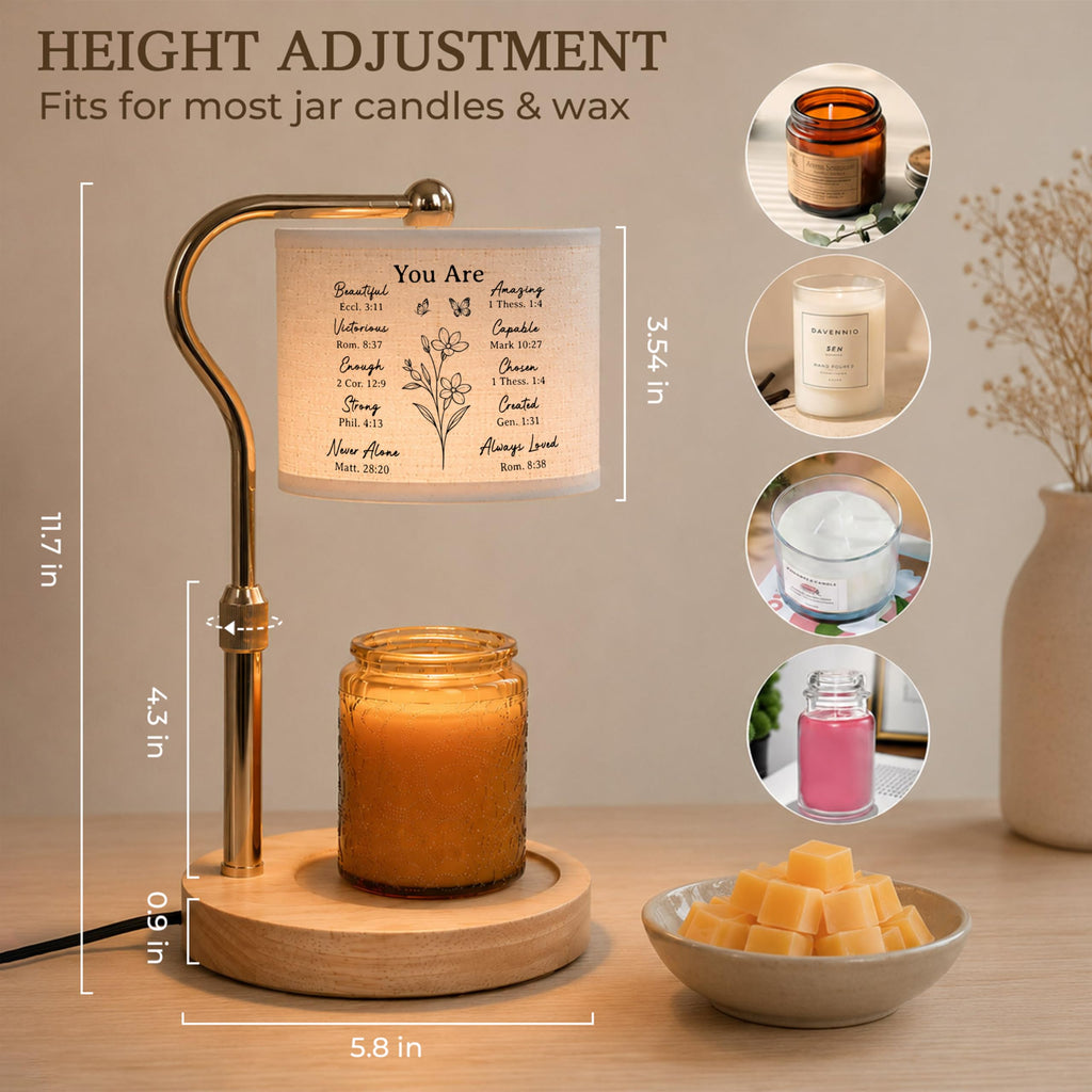 Candle Warmer Lamp with Timer Dimmable Height Adjustable U4159