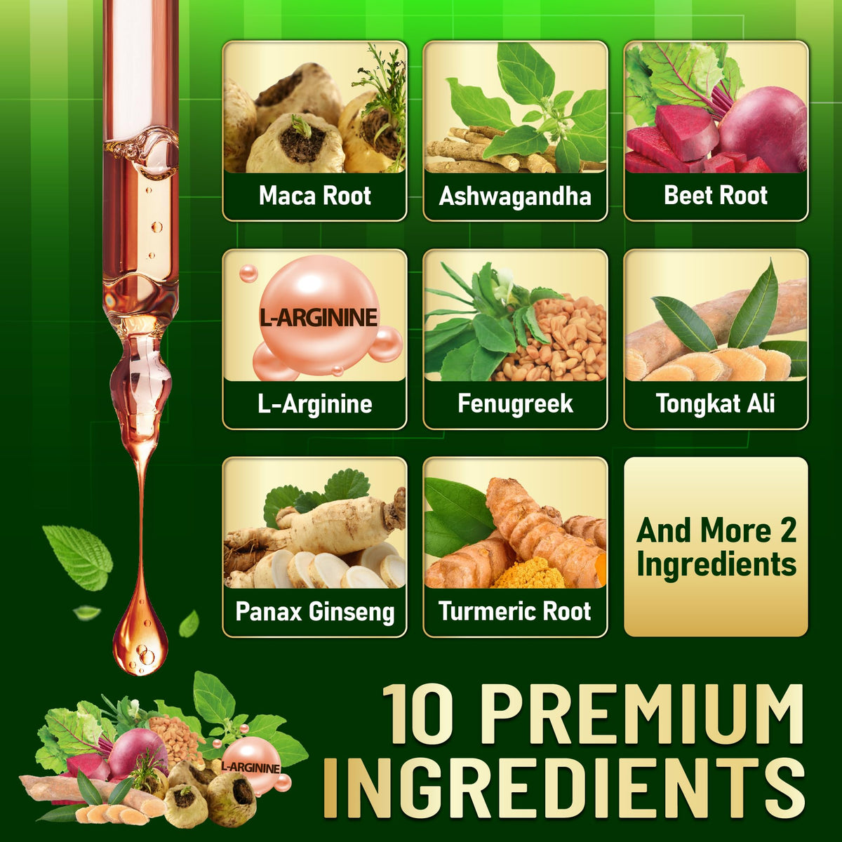 Maca Root Liquid Drops with Ashwagandha, Fenugreek, Beet Root and L-Arginine, 1 FL Oz F3205