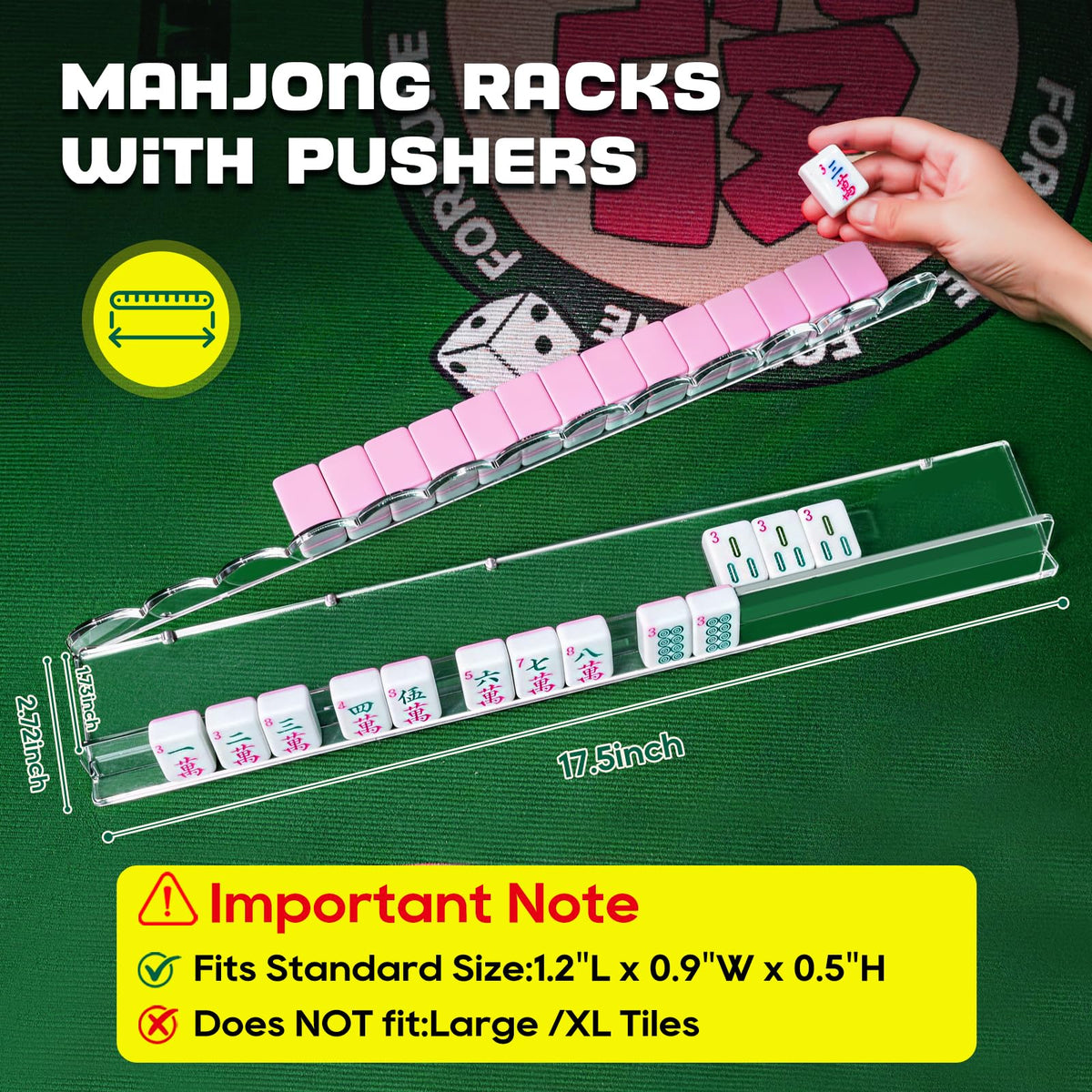 Clear Acrylic Mahjong Racks with Pushers, Set of 4 E77442