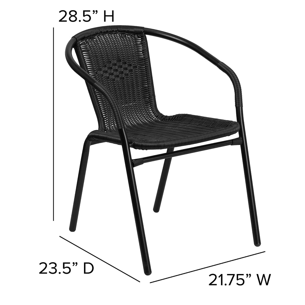 Black Rattan Stackable Dining Chairs Set of 4 Y1824
