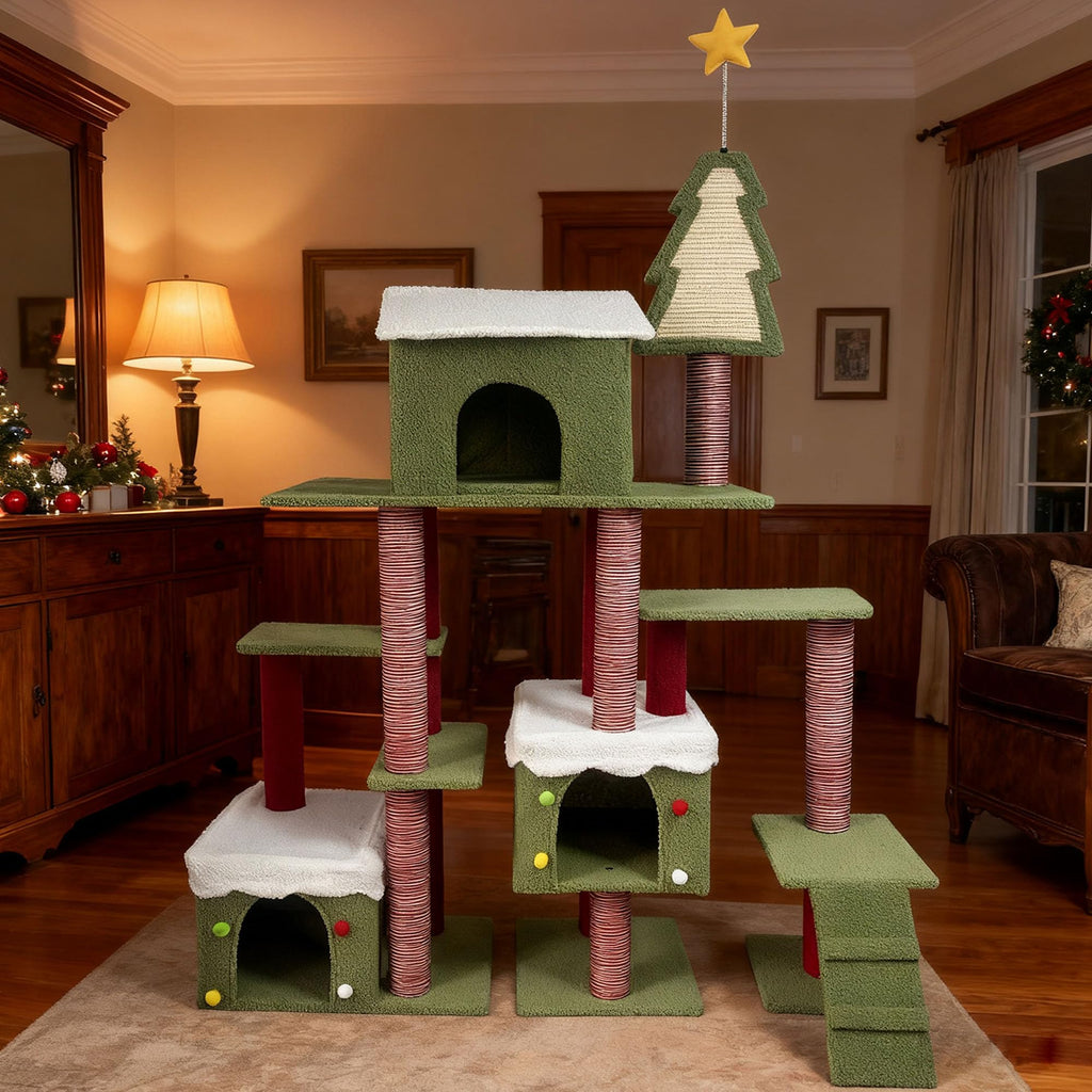 70 Inch Cat Tree with 3 Condos & Climbing Ladder G774