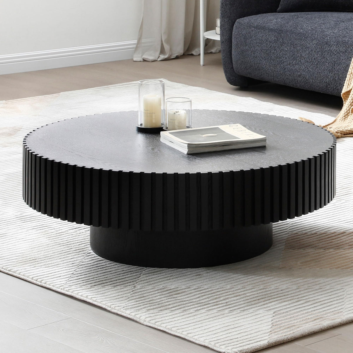 Matt Black Round Nesting Wood Coffee Table X182243