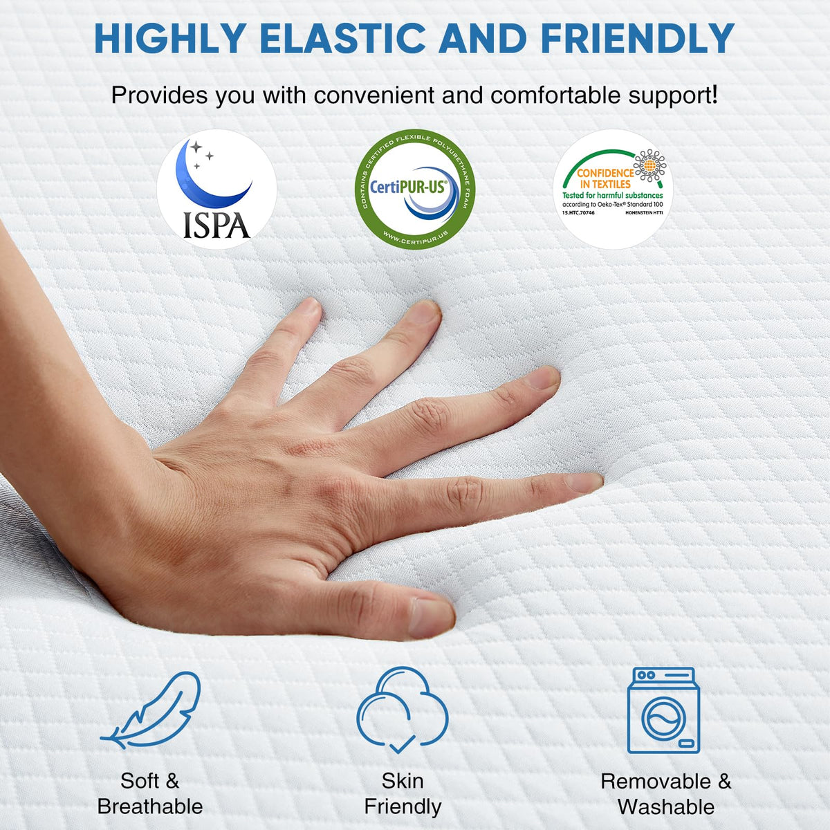 Twin Memory Foam 3 inch Folding Topper with Washable Cover V436