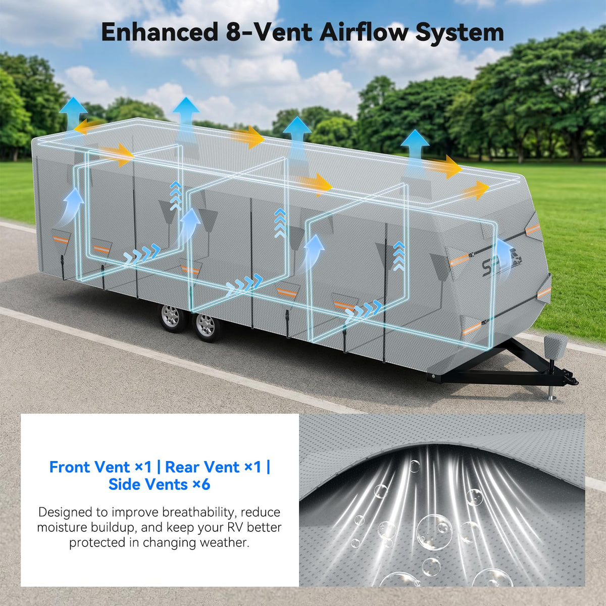 Waterproof Ripstop Travel Trailer RV Cover 24-27ft F9143