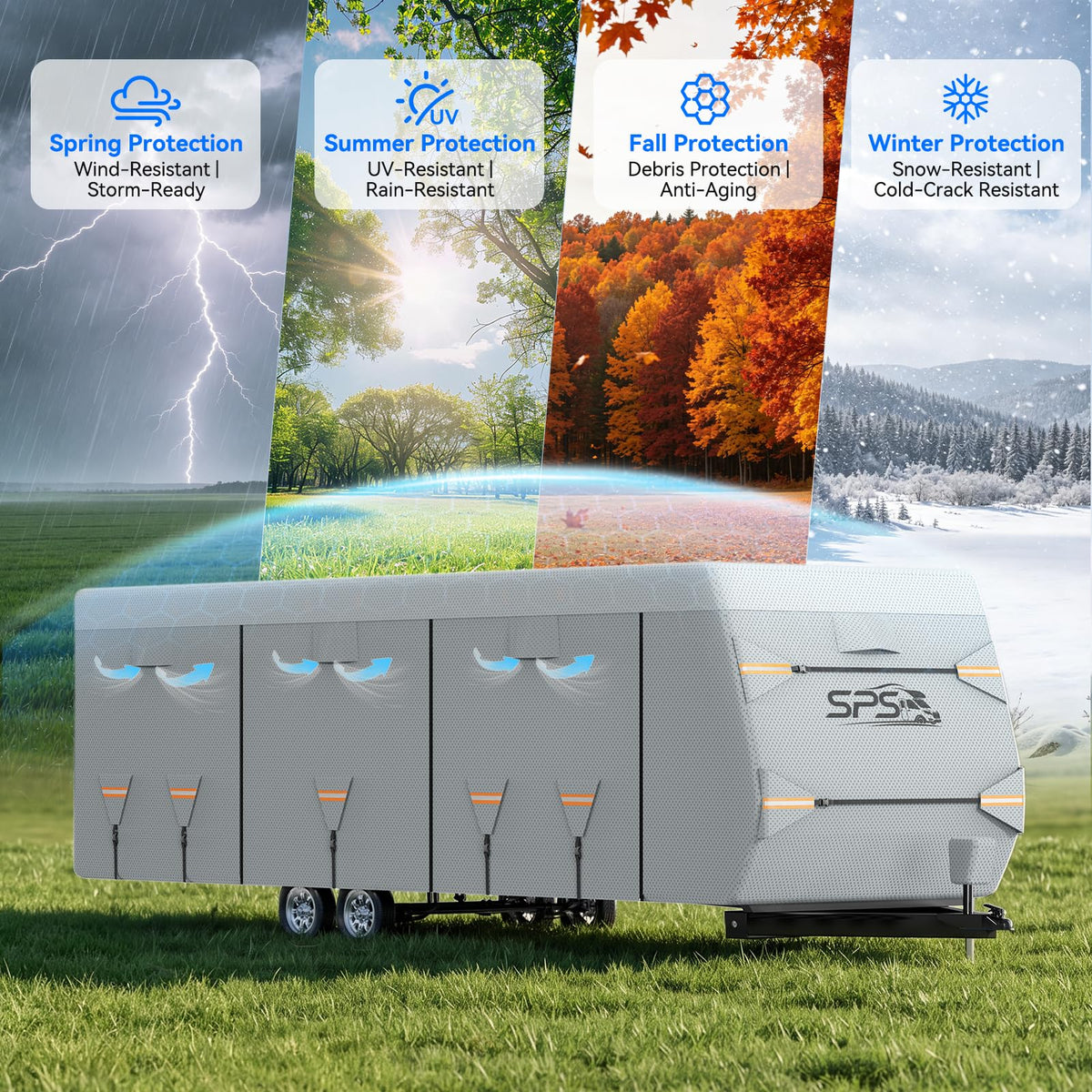 Waterproof Ripstop Travel Trailer RV Cover 24-27ft F9143