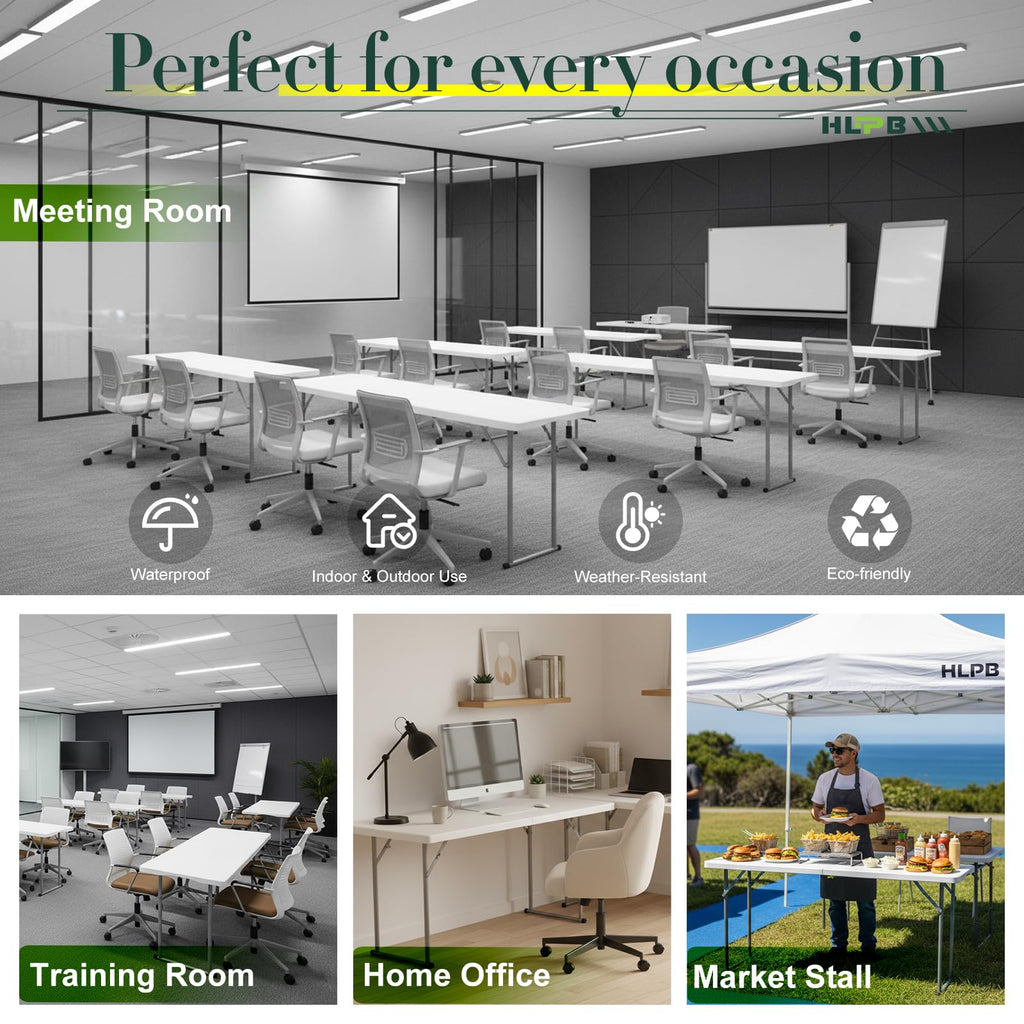 6 ft Narrow Folding Table with Handle & Safety Locks R344394