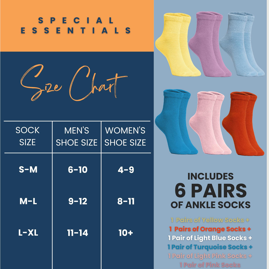 Women's Diabetic Ankle Socks, 6 Pairs, Non-Binding B643
