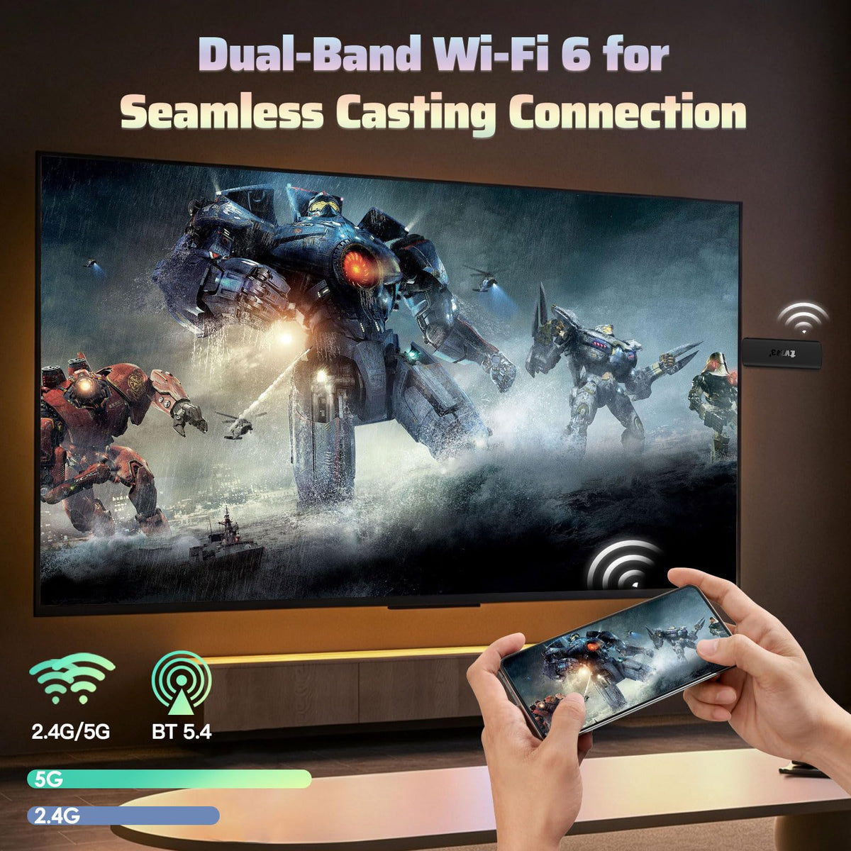 Android 14.0 TV Stick 2GB RAM 16GB ROM 4K WiFi 6 T65070