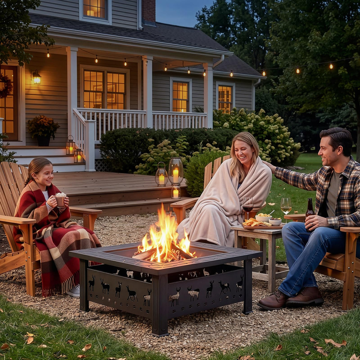 32 Inch Square Outdoor Fire Pit Table L617