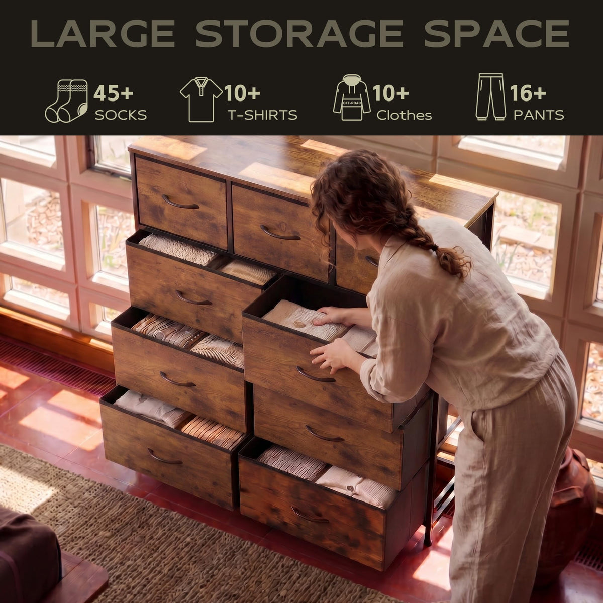 9 Drawer Rustic Brown Dresser R84116