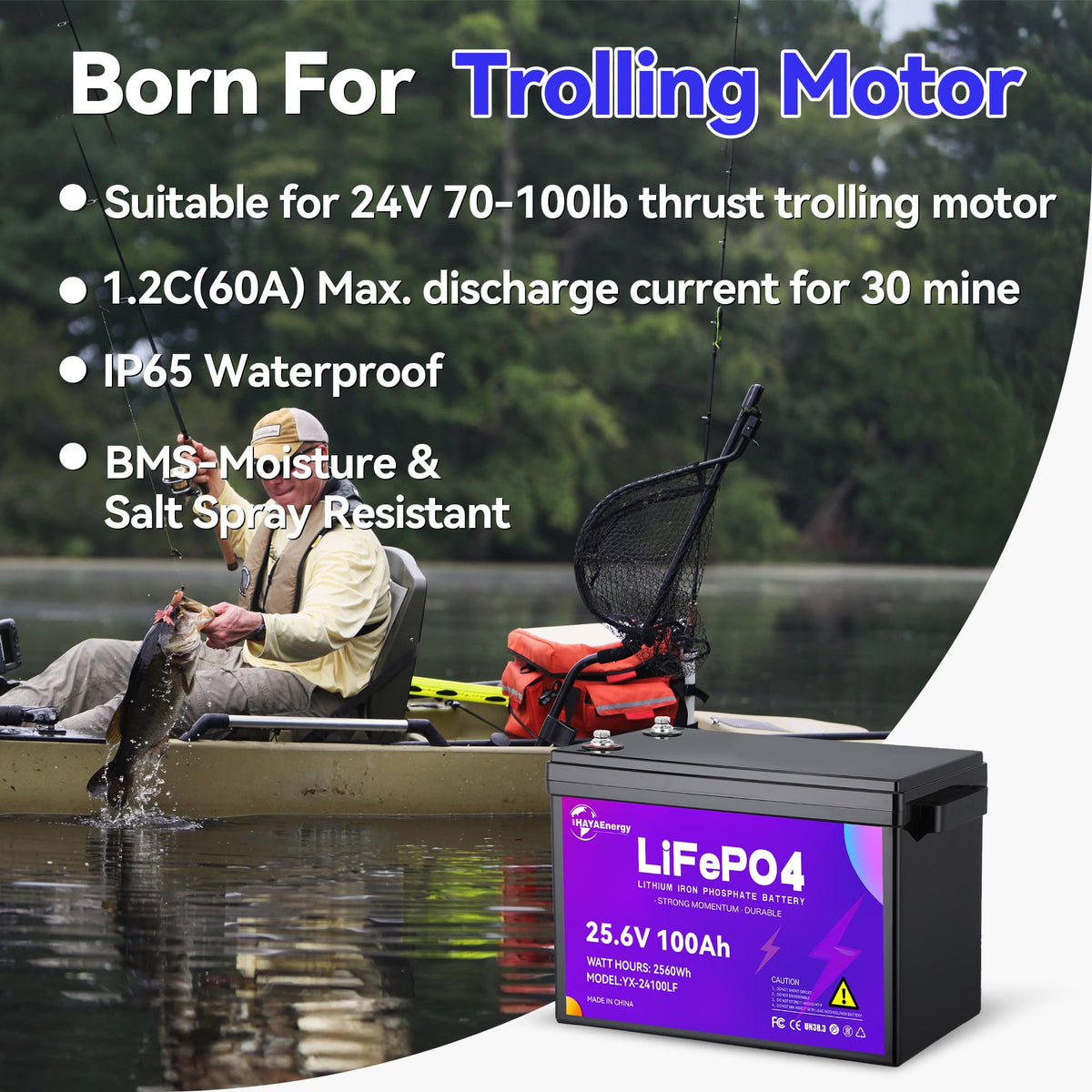 24v 100ah LiFePO4 Lithium Battery with 100A BMS M776