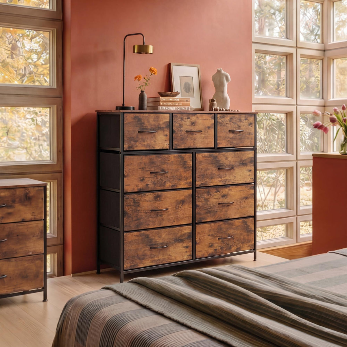 9 Drawer Rustic Brown Dresser R84116