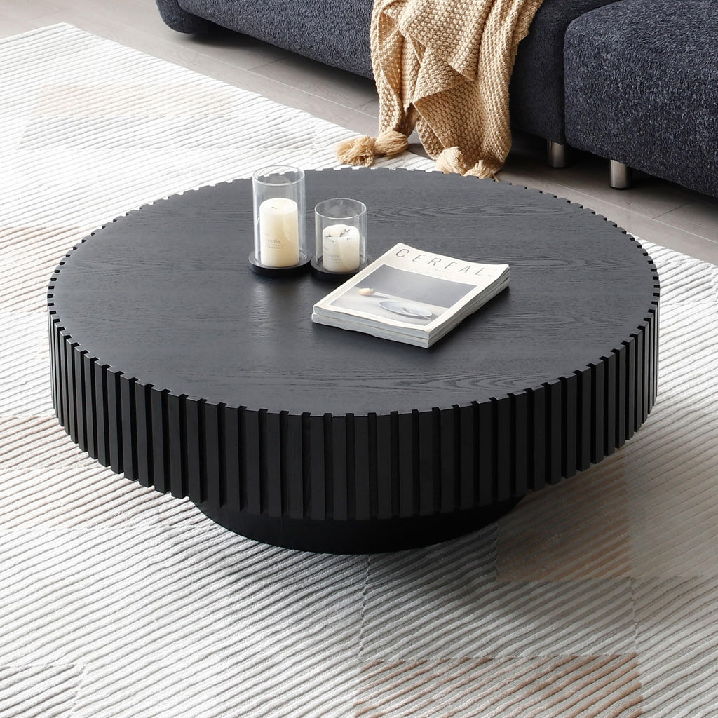 Matt Black Round Nesting Wood Coffee Table X182243